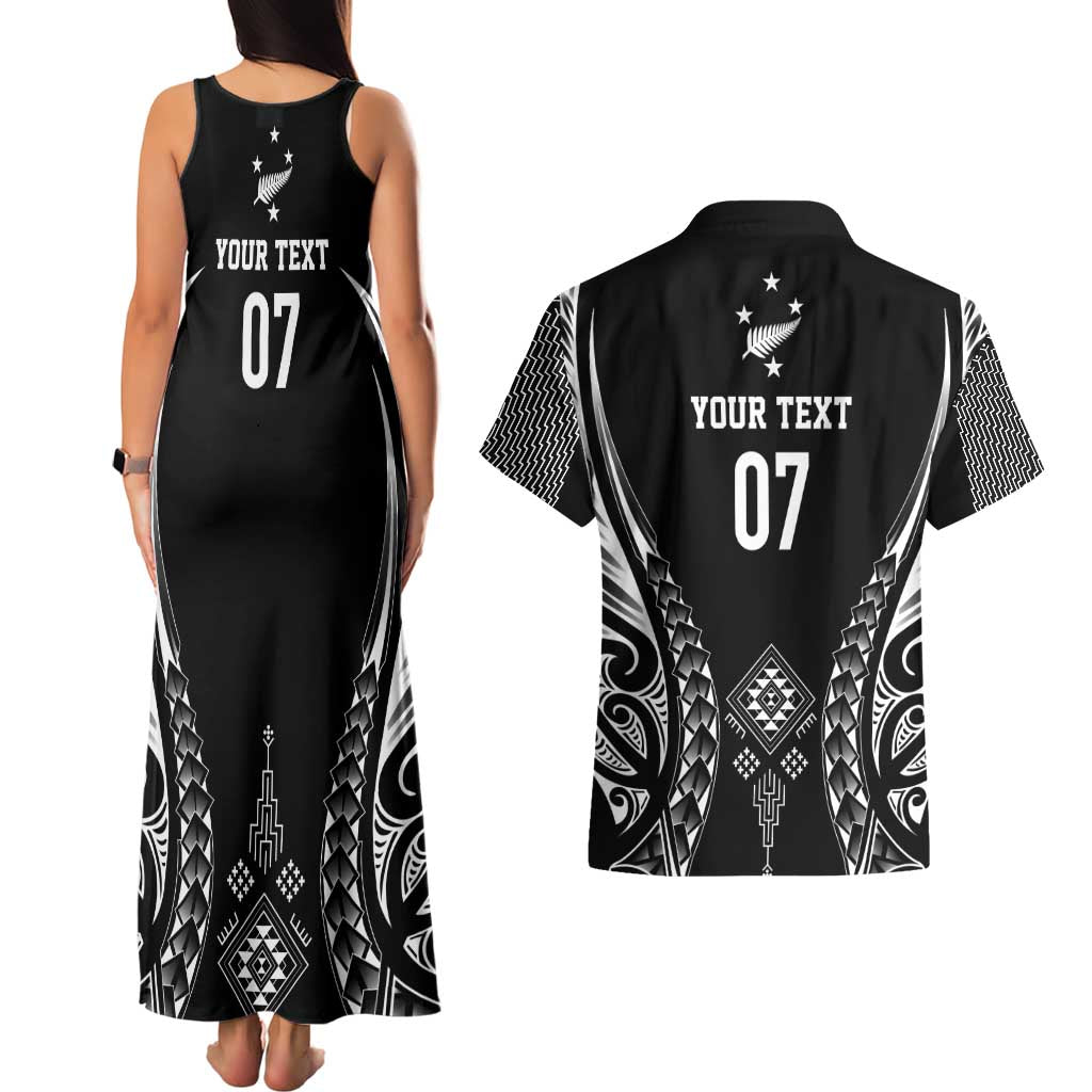 2025 Rugby Championship New Zealand Custom Couples Matching Tank Maxi Dress and Hawaiian Shirt Poutama Motifs LT7 - Polynesian Pride