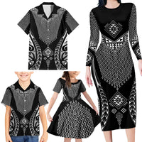 2025 Rugby Championship New Zealand Custom Family Matching Long Sleeve Bodycon Dress and Hawaiian Shirt Poutama Motifs LT7 - Polynesian Pride