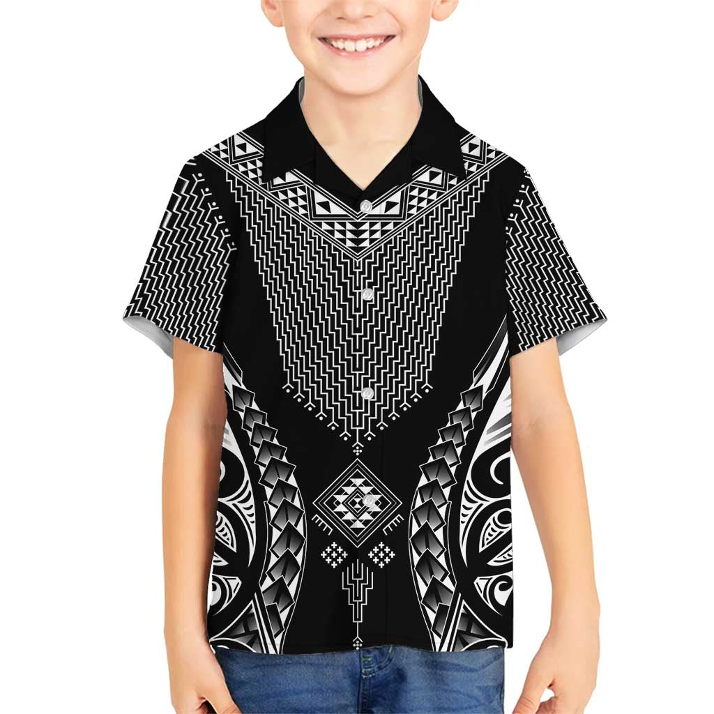 2025 Rugby Championship New Zealand Custom Family Matching Long Sleeve Bodycon Dress and Hawaiian Shirt Poutama Motifs LT7 Son's Shirt Black - Polynesian Pride