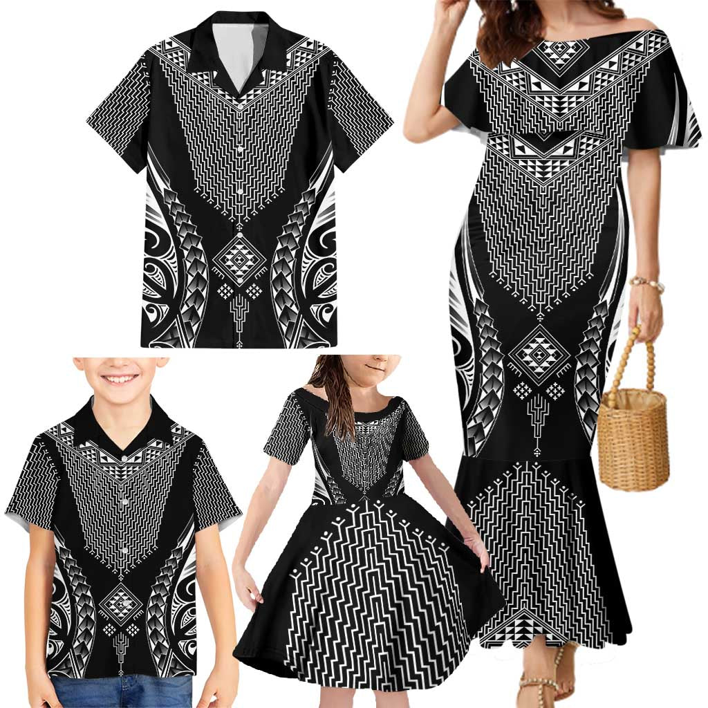 2025 Rugby Championship New Zealand Custom Family Matching Mermaid Dress and Hawaiian Shirt Poutama Motifs LT7 - Polynesian Pride