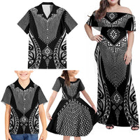 2025 Rugby Championship New Zealand Custom Family Matching Off Shoulder Maxi Dress and Hawaiian Shirt Poutama Motifs LT7 - Polynesian Pride