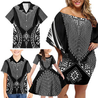 2025 Rugby Championship New Zealand Custom Family Matching Off Shoulder Short Dress and Hawaiian Shirt Poutama Motifs LT7 - Polynesian Pride