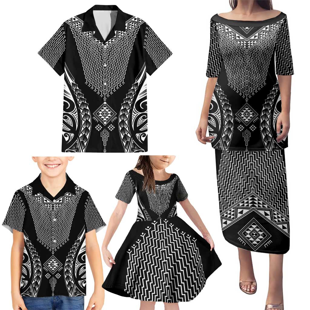 2025 Rugby Championship New Zealand Custom Family Matching Puletasi and Hawaiian Shirt Poutama Motifs LT7 - Polynesian Pride