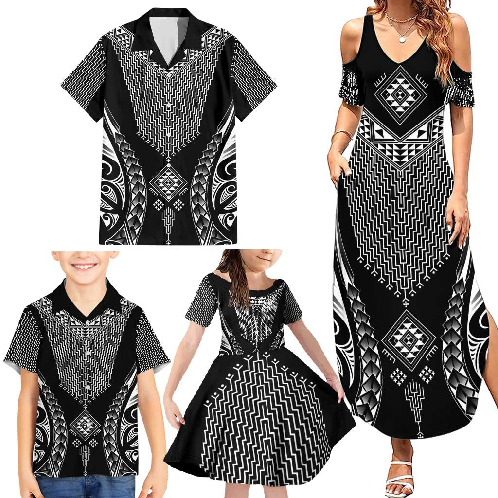 2025 Rugby Championship New Zealand Custom Family Matching Summer Maxi Dress and Hawaiian Shirt Poutama Motifs LT7 - Polynesian Pride