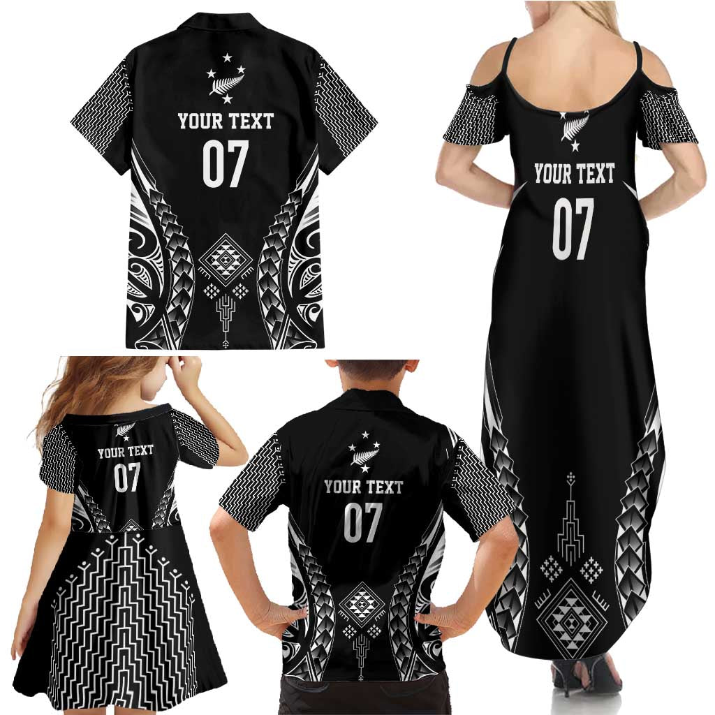 2025 Rugby Championship New Zealand Custom Family Matching Summer Maxi Dress and Hawaiian Shirt Poutama Motifs LT7 - Polynesian Pride