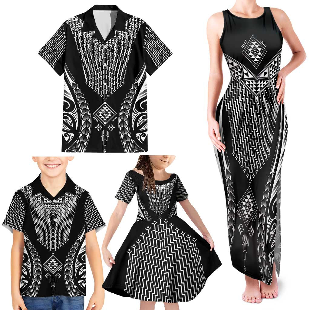 2025 Rugby Championship New Zealand Custom Family Matching Tank Maxi Dress and Hawaiian Shirt Poutama Motifs LT7 - Polynesian Pride
