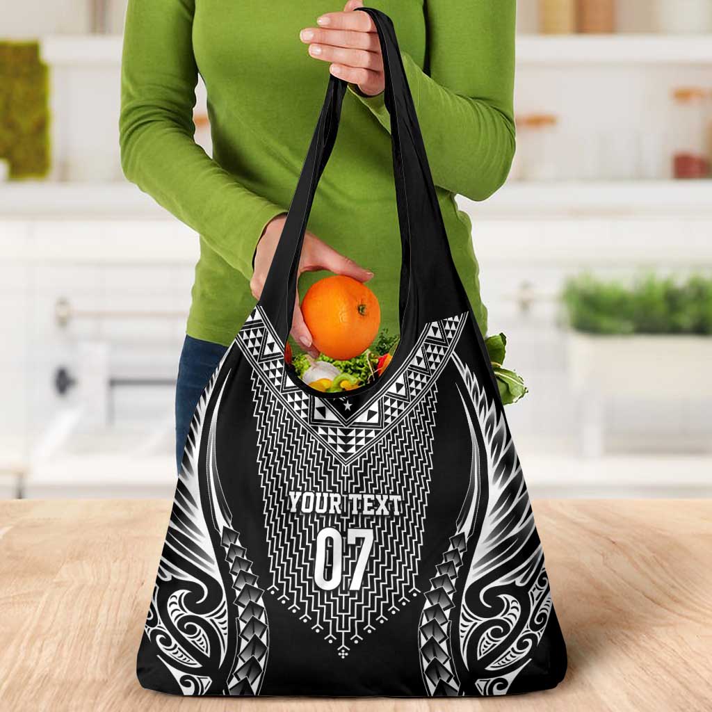 2025 Rugby Championship New Zealand Custom Grocery Bag Poutama Motifs - Polynesian Pride