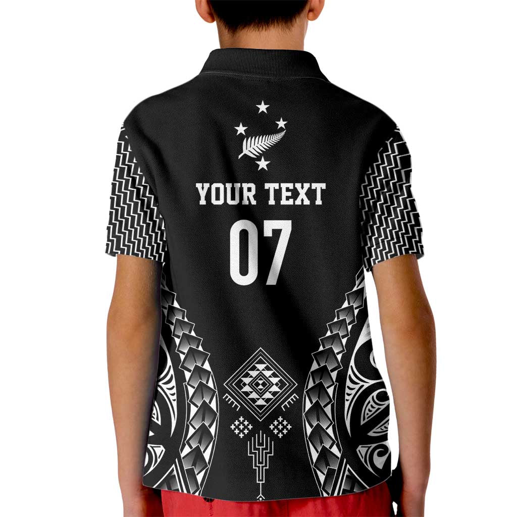 2025 Rugby Championship New Zealand Custom Kid Polo Shirt Poutama Motifs - Polynesian Pride