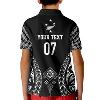 2025 Rugby Championship New Zealand Custom Kid Polo Shirt Poutama Motifs - Polynesian Pride