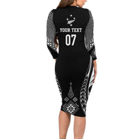 2025 Rugby Championship New Zealand Custom Long Sleeve Bodycon Dress Poutama Motifs LT7 - Polynesian Pride