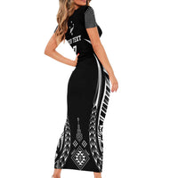 2025 Rugby Championship New Zealand Custom Short Sleeve Bodycon Dress Poutama Motifs LT7 - Polynesian Pride