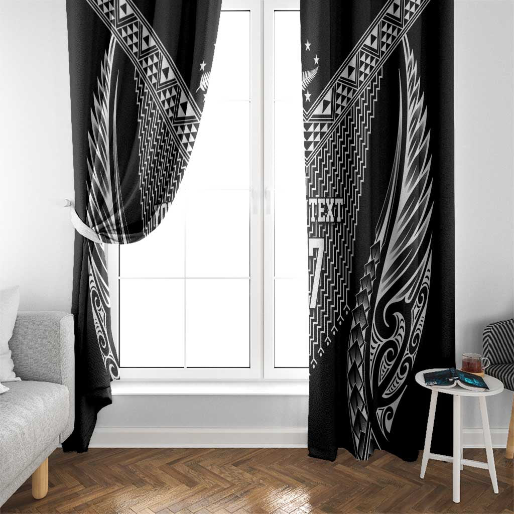 2025 Rugby Championship New Zealand Custom Window Curtain Poutama Motifs - Polynesian Pride