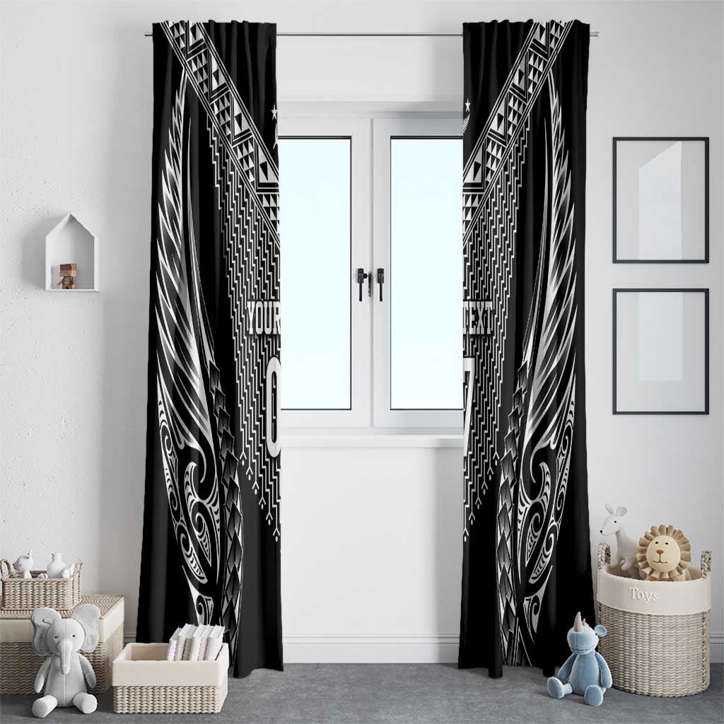 2025 Rugby Championship New Zealand Custom Window Curtain Poutama Motifs - Polynesian Pride