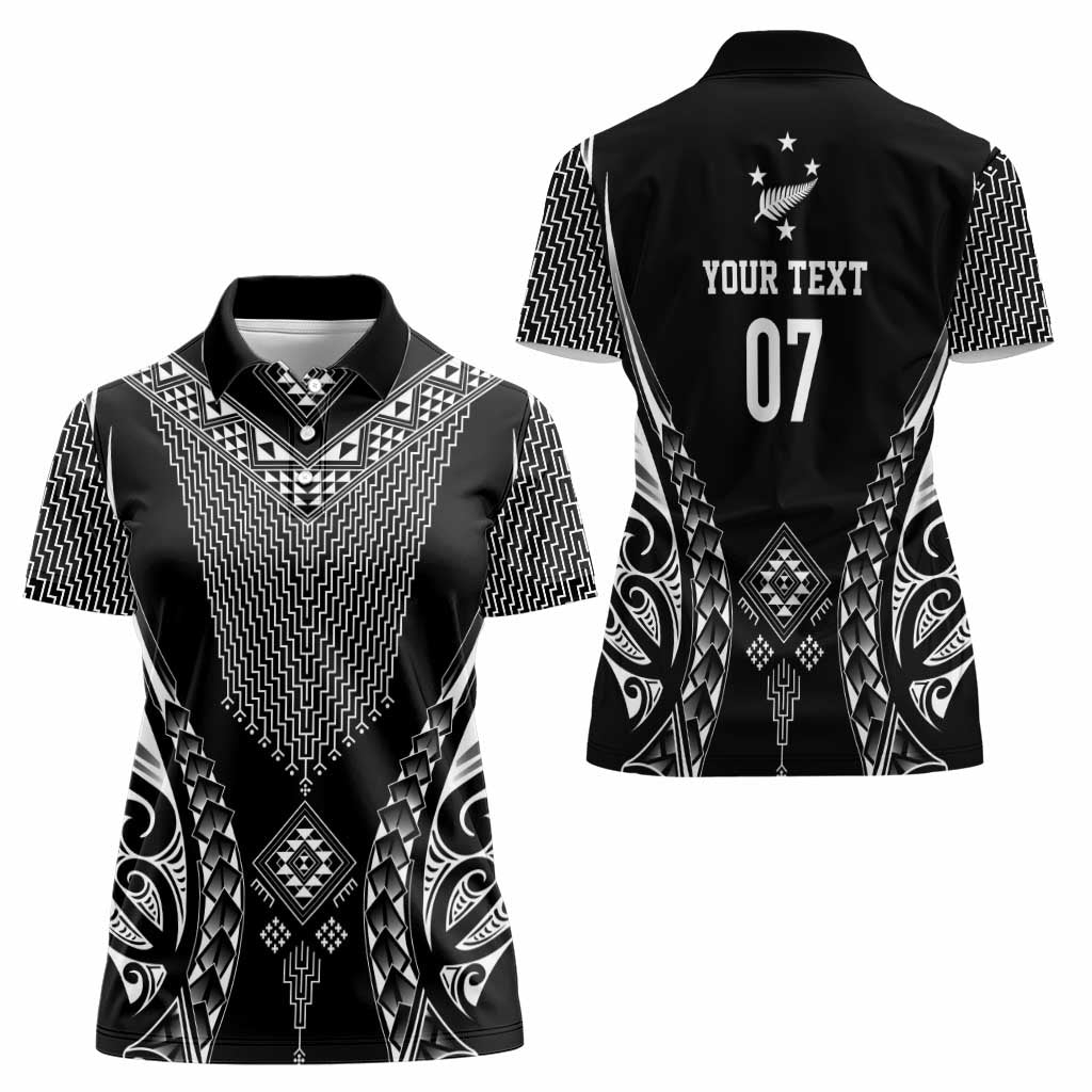2025 Rugby Championship New Zealand Custom Women Polo Shirt Poutama Motifs LT7 - Polynesian Pride
