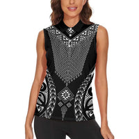2025 Rugby Championship New Zealand Custom Women Sleeveless Polo Shirt Poutama Motifs LT7 - Polynesian Pride