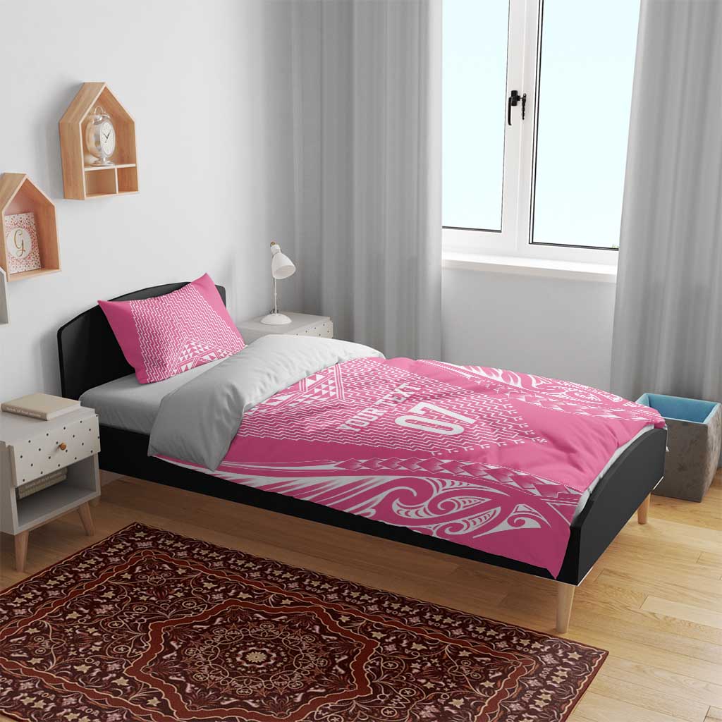 2025 Rugby Championship New Zealand Custom Bedding Set Poutama Motifs - Pink Out - Polynesian Pride