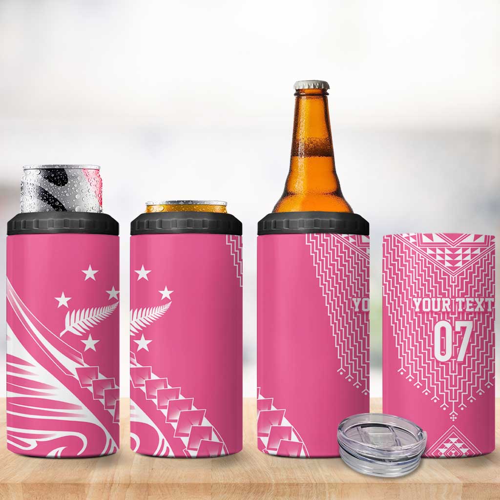 2025 Rugby Championship New Zealand Custom 4 in 1 Can Cooler Tumbler Poutama Motifs - Pink Out LT7 - Polynesian Pride