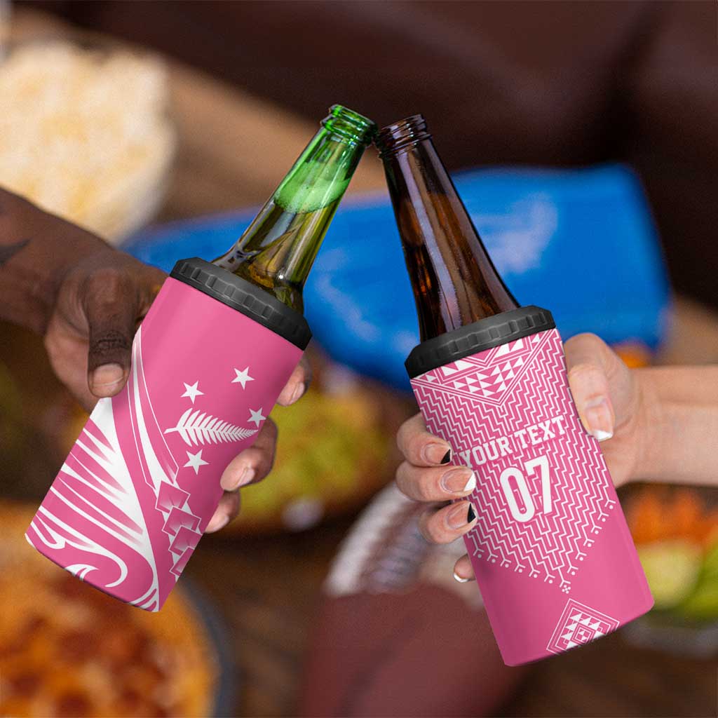 2025 Rugby Championship New Zealand Custom 4 in 1 Can Cooler Tumbler Poutama Motifs - Pink Out LT7 - Polynesian Pride