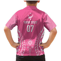 2025 Rugby Championship New Zealand Custom Family Matching Mermaid Dress and Hawaiian Shirt Poutama Motifs - Pink Out LT7 - Polynesian Pride