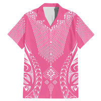 2025 Rugby Championship New Zealand Custom Family Matching Mermaid Dress and Hawaiian Shirt Poutama Motifs - Pink Out LT7 Dad's Shirt - Short Sleeve Pink - Polynesian Pride