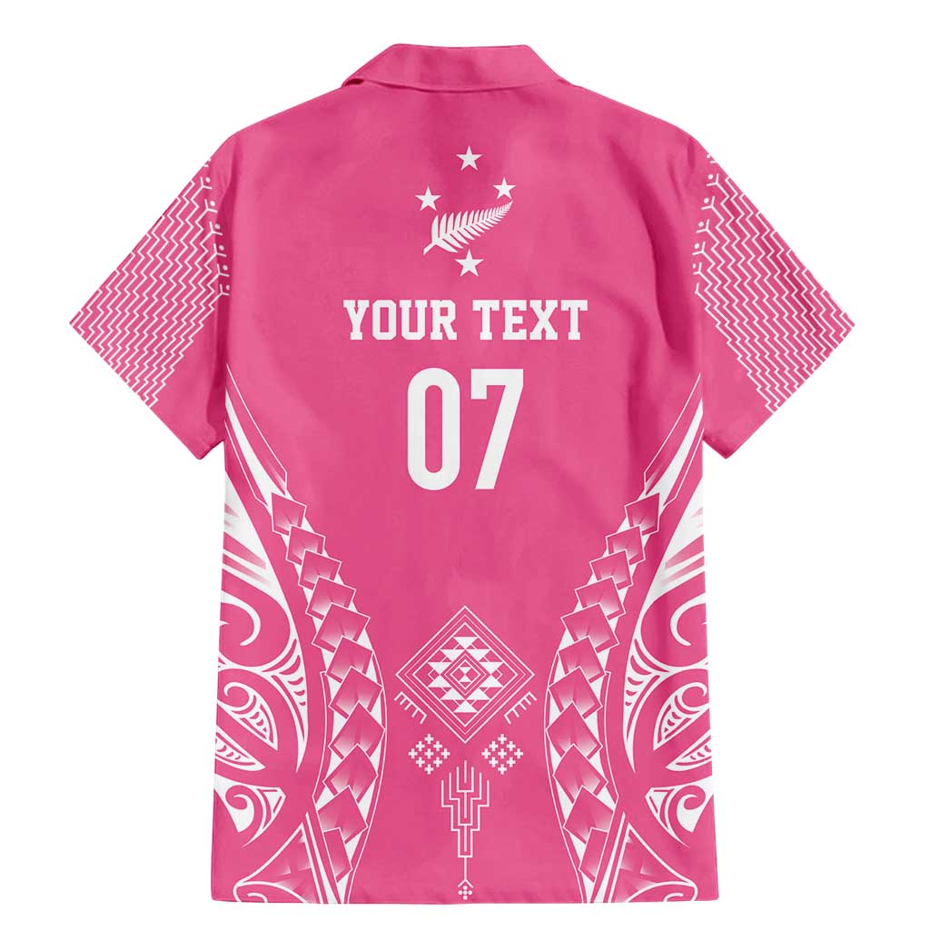 2025 Rugby Championship New Zealand Custom Family Matching Mermaid Dress and Hawaiian Shirt Poutama Motifs - Pink Out LT7 - Polynesian Pride