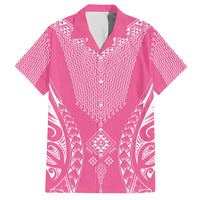 2025 Rugby Championship New Zealand Custom Family Matching Off The Shoulder Long Sleeve Dress and Hawaiian Shirt Poutama Motifs - Pink Out LT7 Dad's Shirt - Short Sleeve Pink - Polynesian Pride
