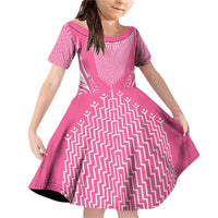 2025 Rugby Championship New Zealand Custom Family Matching Off Shoulder Short Dress and Hawaiian Shirt Poutama Motifs - Pink Out LT7 Daughter's Dress Pink - Polynesian Pride