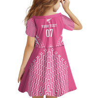 2025 Rugby Championship New Zealand Custom Family Matching Off Shoulder Short Dress and Hawaiian Shirt Poutama Motifs - Pink Out LT7 - Polynesian Pride
