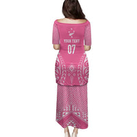 2025 Rugby Championship New Zealand Custom Family Matching Puletasi and Hawaiian Shirt Poutama Motifs - Pink Out LT7 - Polynesian Pride