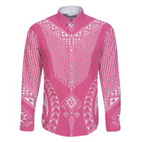 2025 Rugby Championship New Zealand Custom Family Matching Short Sleeve Bodycon Dress and Hawaiian Shirt Poutama Motifs - Pink Out LT7 Dad's Shirt - Long Sleeve Pink - Polynesian Pride