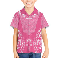 2025 Rugby Championship New Zealand Custom Family Matching Tank Maxi Dress and Hawaiian Shirt Poutama Motifs - Pink Out LT7 Son's Shirt Pink - Polynesian Pride