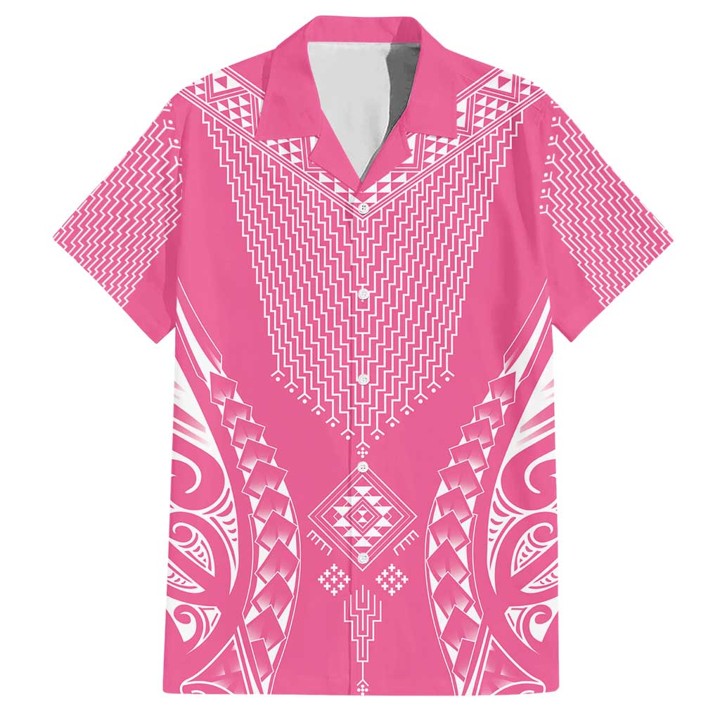 2025 Rugby Championship New Zealand Custom Hawaiian Shirt Poutama Motifs - Pink Out LT7 Pink - Polynesian Pride