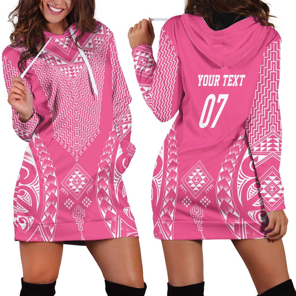 2025 Rugby Championship New Zealand Custom Hoodie Dress Poutama Motifs - Pink Out LT7 - Polynesian Pride
