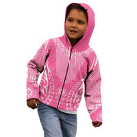 2025 Rugby Championship New Zealand Custom Kid Hoodie Poutama Motifs - Pink Out LT7 - Polynesian Pride