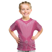 2025 Rugby Championship New Zealand Custom Kid T Shirt Poutama Motifs - Pink Out - Polynesian Pride