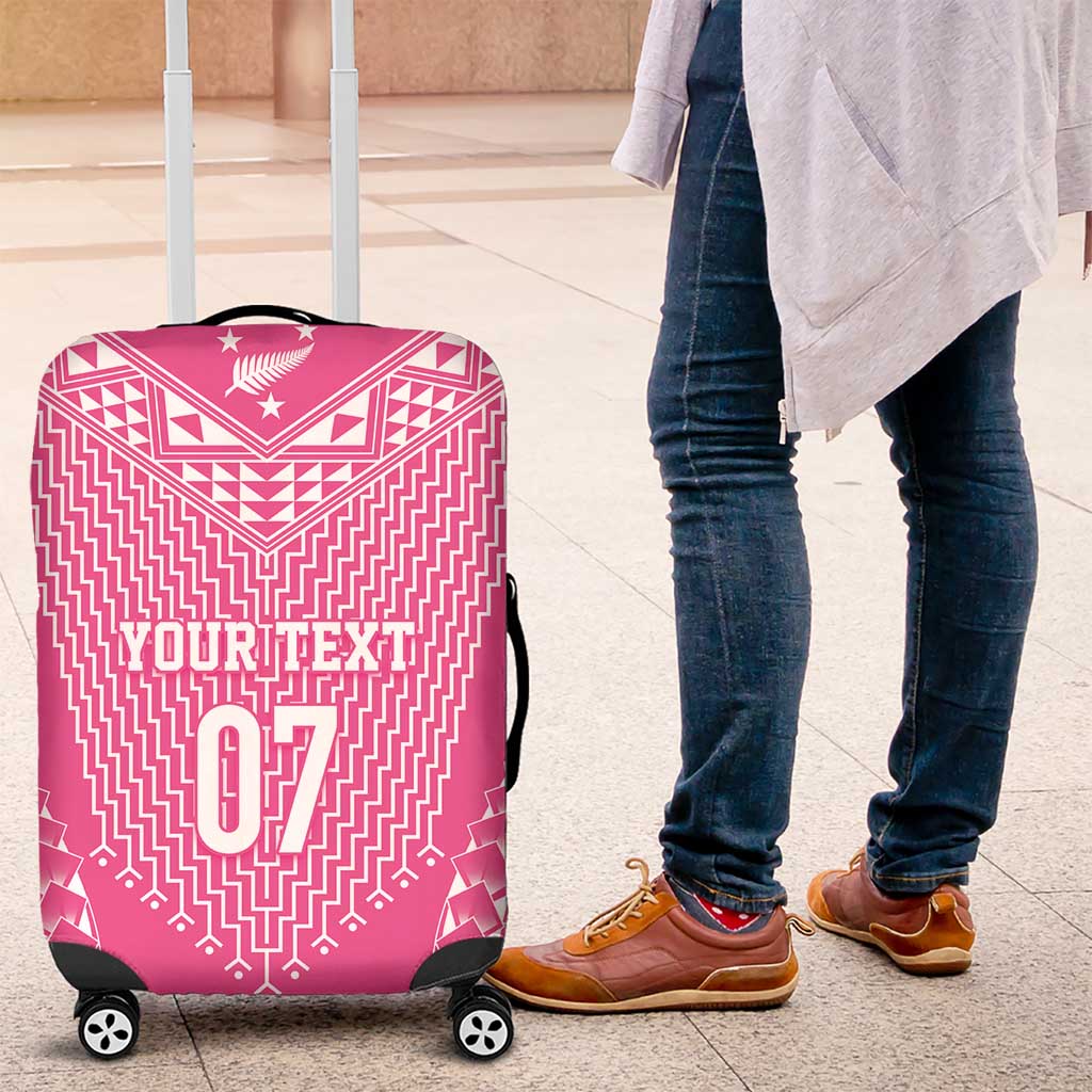 2025 Rugby Championship New Zealand Custom Luggage Cover Poutama Motifs - Pink Out LT7 Pink - Polynesian Pride