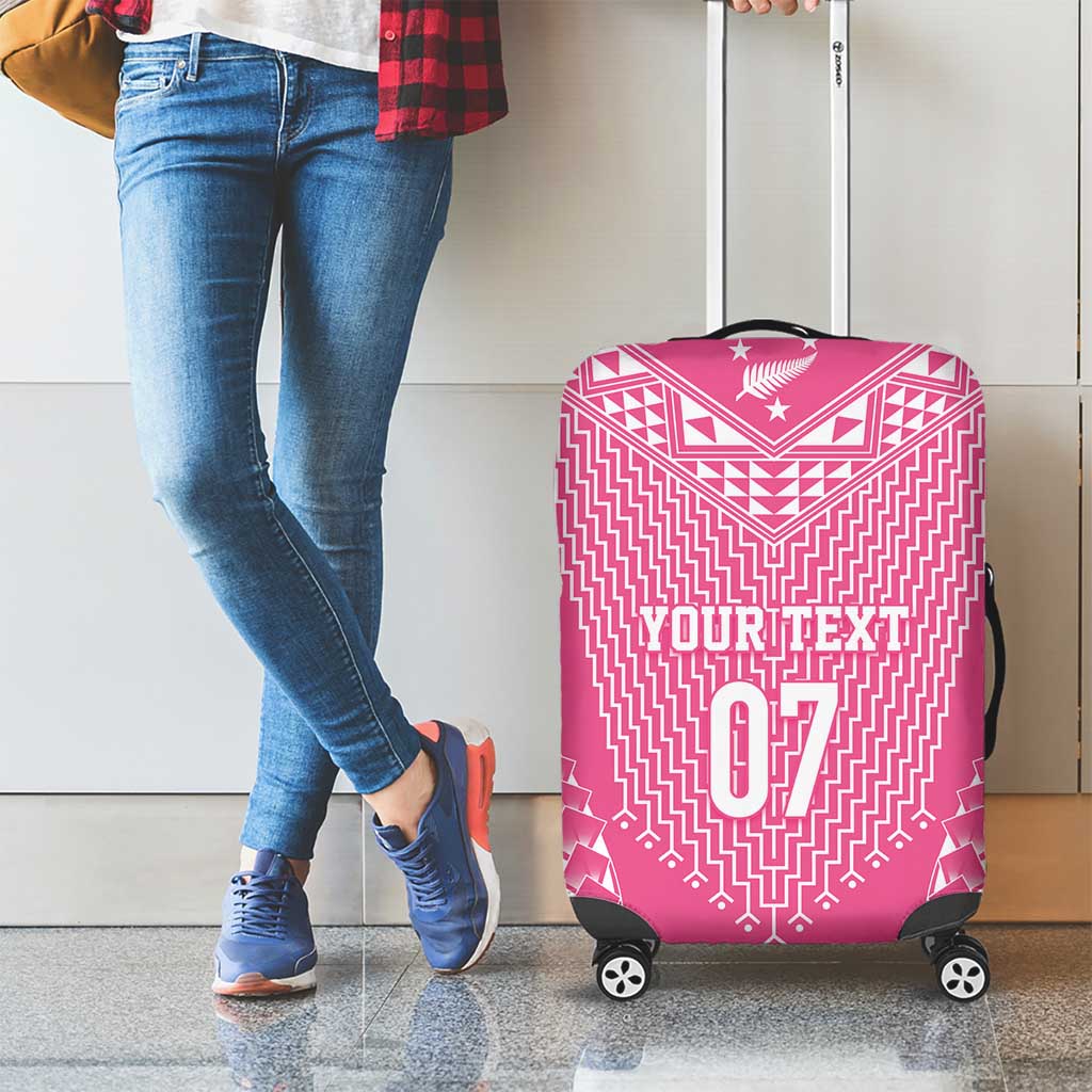 2025 Rugby Championship New Zealand Custom Luggage Cover Poutama Motifs - Pink Out LT7 - Polynesian Pride