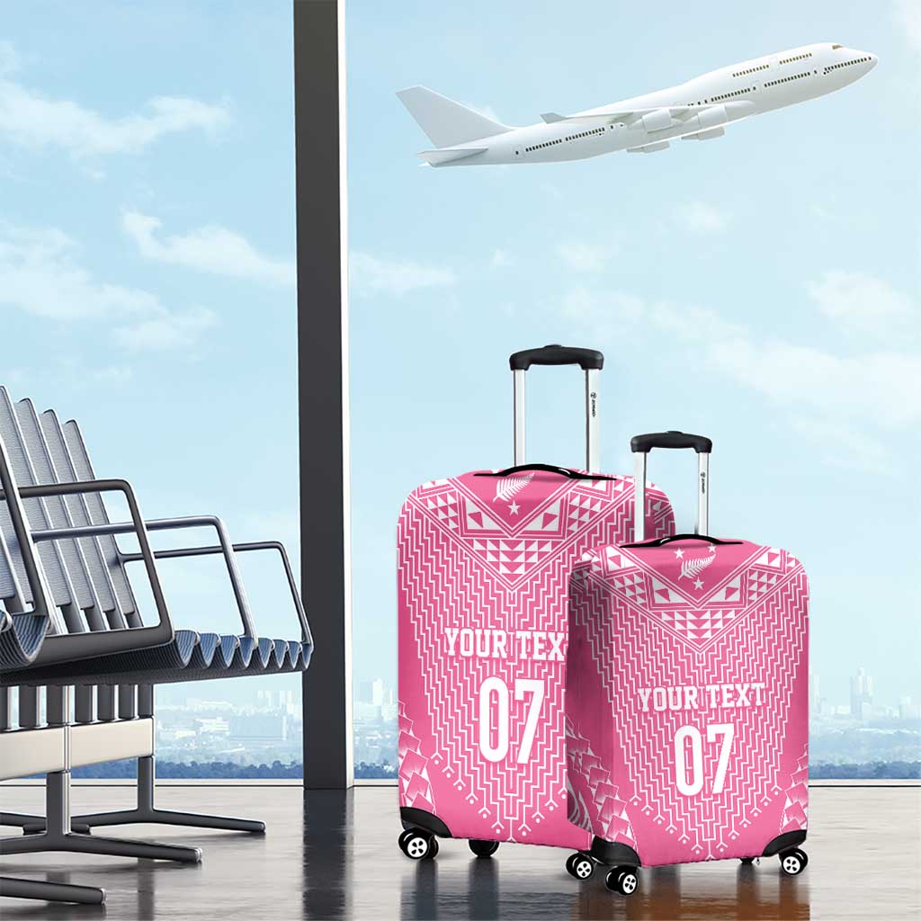 2025 Rugby Championship New Zealand Custom Luggage Cover Poutama Motifs - Pink Out LT7 - Polynesian Pride