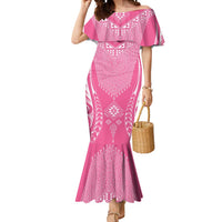 2025 Rugby Championship New Zealand Custom Mermaid Dress Poutama Motifs - Pink Out LT7 Women Pink - Polynesian Pride