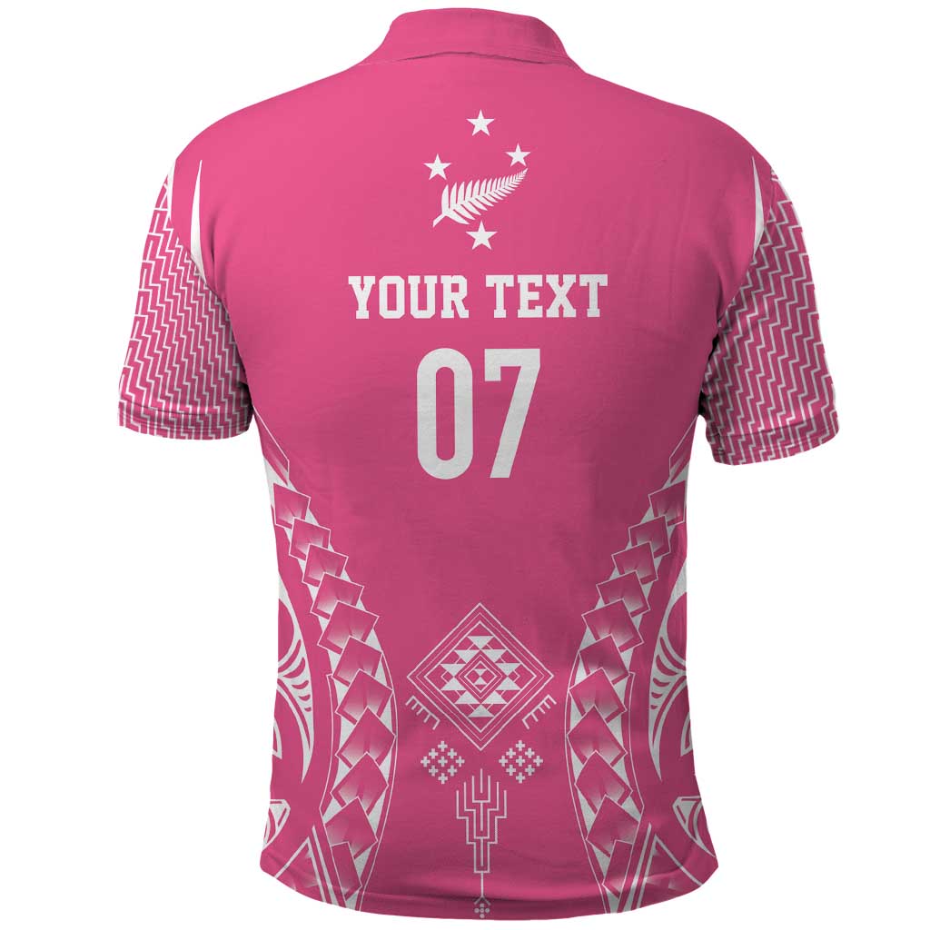 2025 Rugby Championship New Zealand Custom Polo Shirt Poutama Motifs - Pink Out LT7 - Polynesian Pride