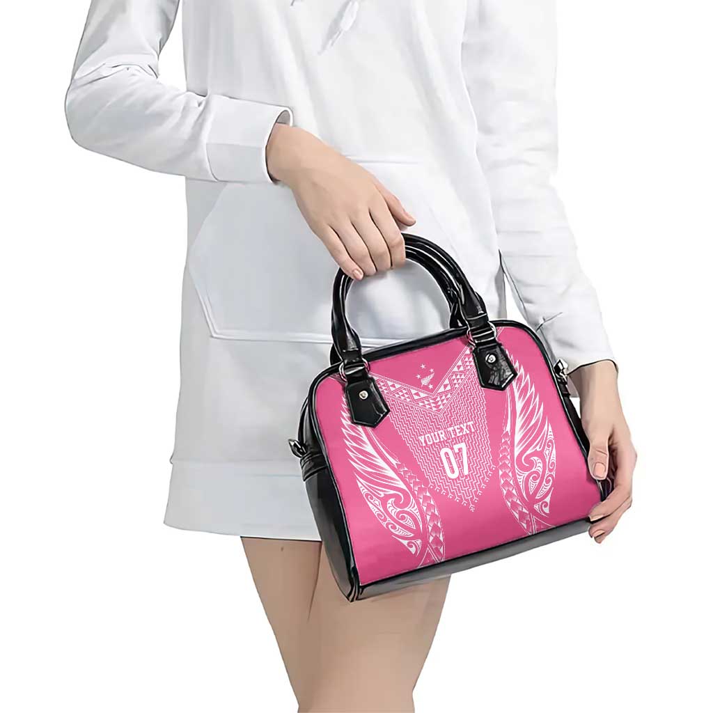 2025 Rugby Championship New Zealand Custom Shoulder Handbag Poutama Motifs - Pink Out - Polynesian Pride