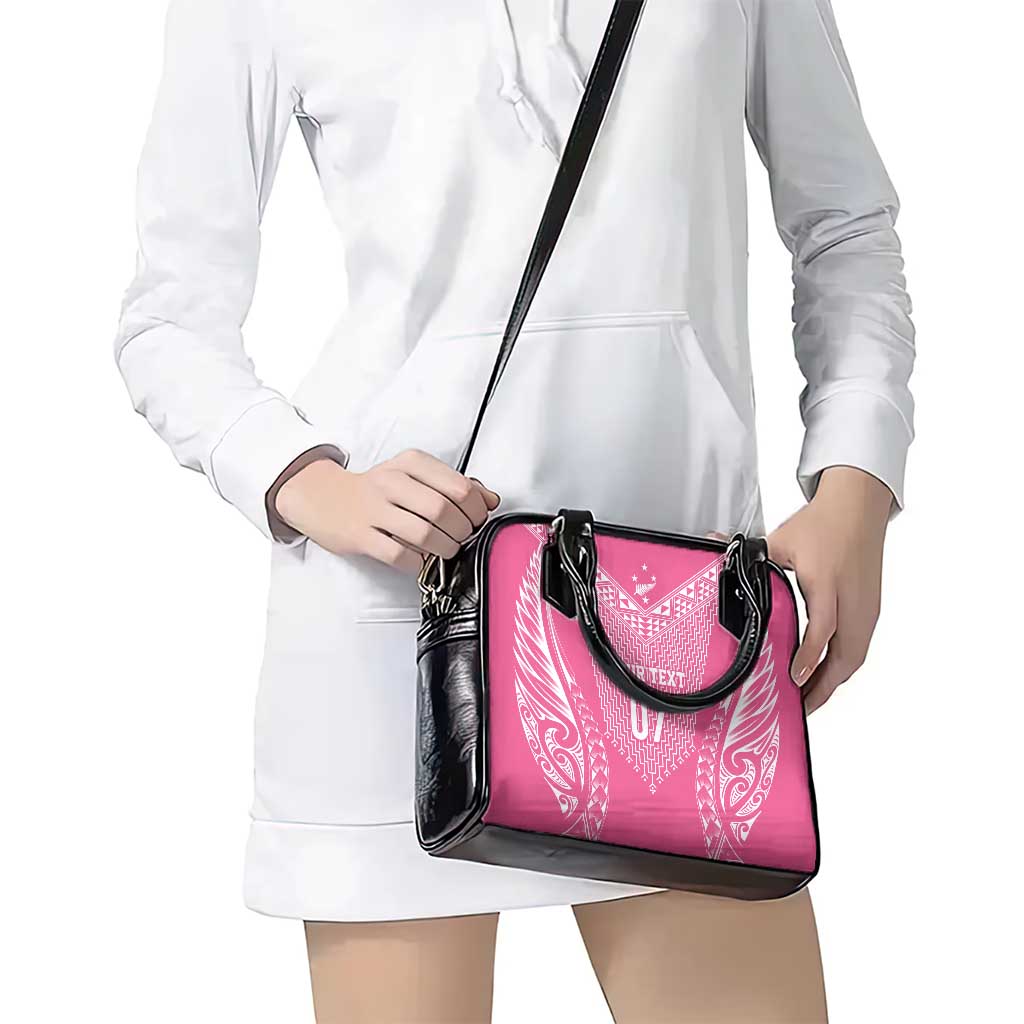 2025 Rugby Championship New Zealand Custom Shoulder Handbag Poutama Motifs - Pink Out - Polynesian Pride