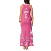 2025 Rugby Championship New Zealand Custom Tank Maxi Dress Poutama Motifs - Pink Out LT7 - Polynesian Pride