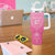 2025 Rugby Championship New Zealand Custom Tumbler With Handle Poutama Motifs - Pink Out - Polynesian Pride