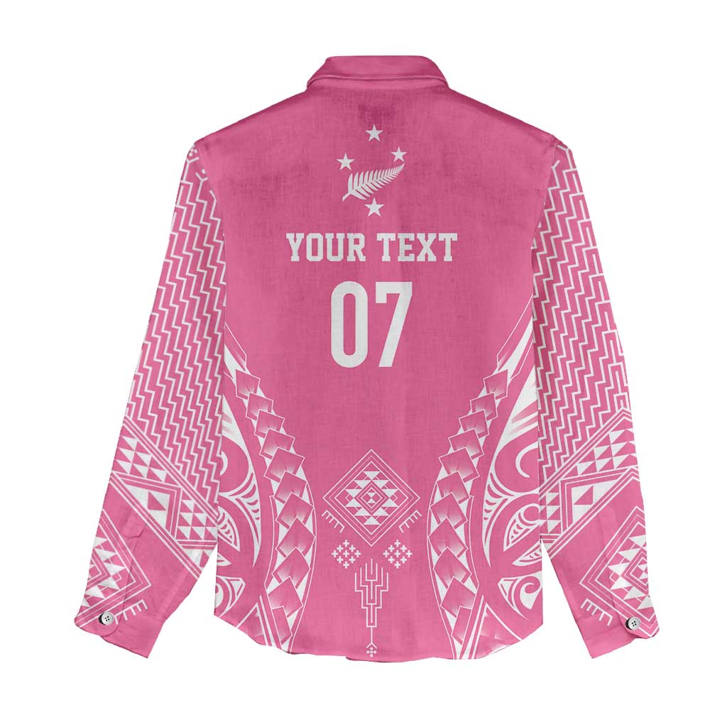 2025 Rugby Championship New Zealand Custom Women Casual Shirt Poutama Motifs - Pink Out LT7 - Polynesian Pride