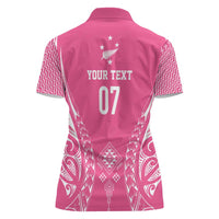 2025 Rugby Championship New Zealand Custom Women Polo Shirt Poutama Motifs - Pink Out LT7 - Polynesian Pride