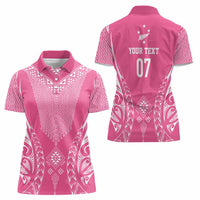 2025 Rugby Championship New Zealand Custom Women Polo Shirt Poutama Motifs - Pink Out LT7 - Polynesian Pride