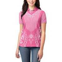 2025 Rugby Championship New Zealand Custom Women Polo Shirt Poutama Motifs - Pink Out LT7 - Polynesian Pride