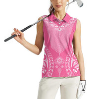 2025 Rugby Championship New Zealand Custom Women Sleeveless Polo Shirt Poutama Motifs - Pink Out LT7 - Polynesian Pride