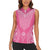 2025 Rugby Championship New Zealand Custom Women Sleeveless Polo Shirt Poutama Motifs - Pink Out - Polynesian Pride